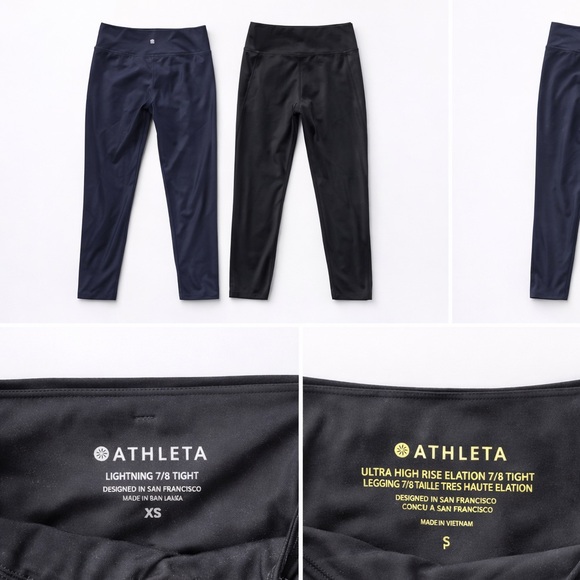 Athleta Pants - Athleta Lightning 7/8 Tights in Charcoal/Navy Blue Bundle
